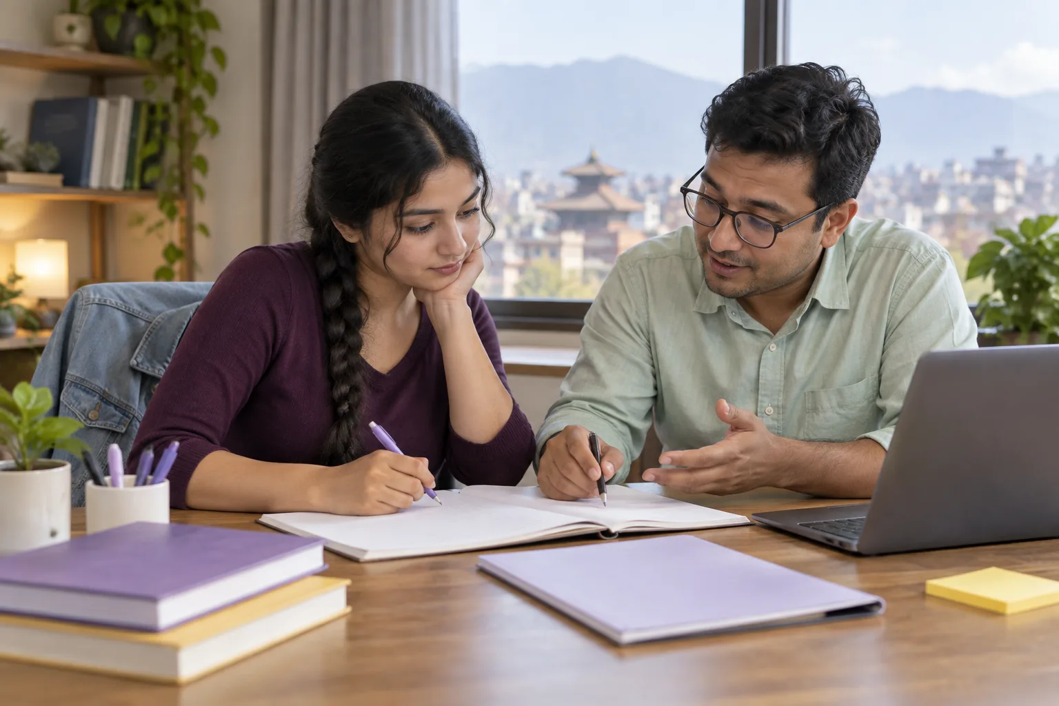 Learner and tutor reviewing a possible weakness in an argument