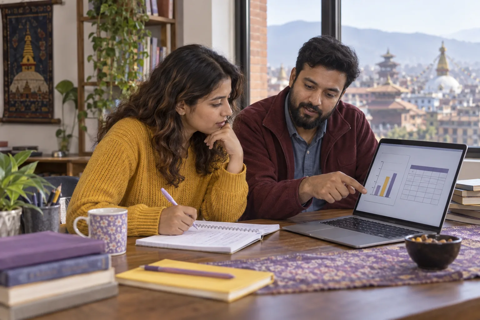 Learner and tutor reviewing chart evidence for GMAT Data Sufficiency statements