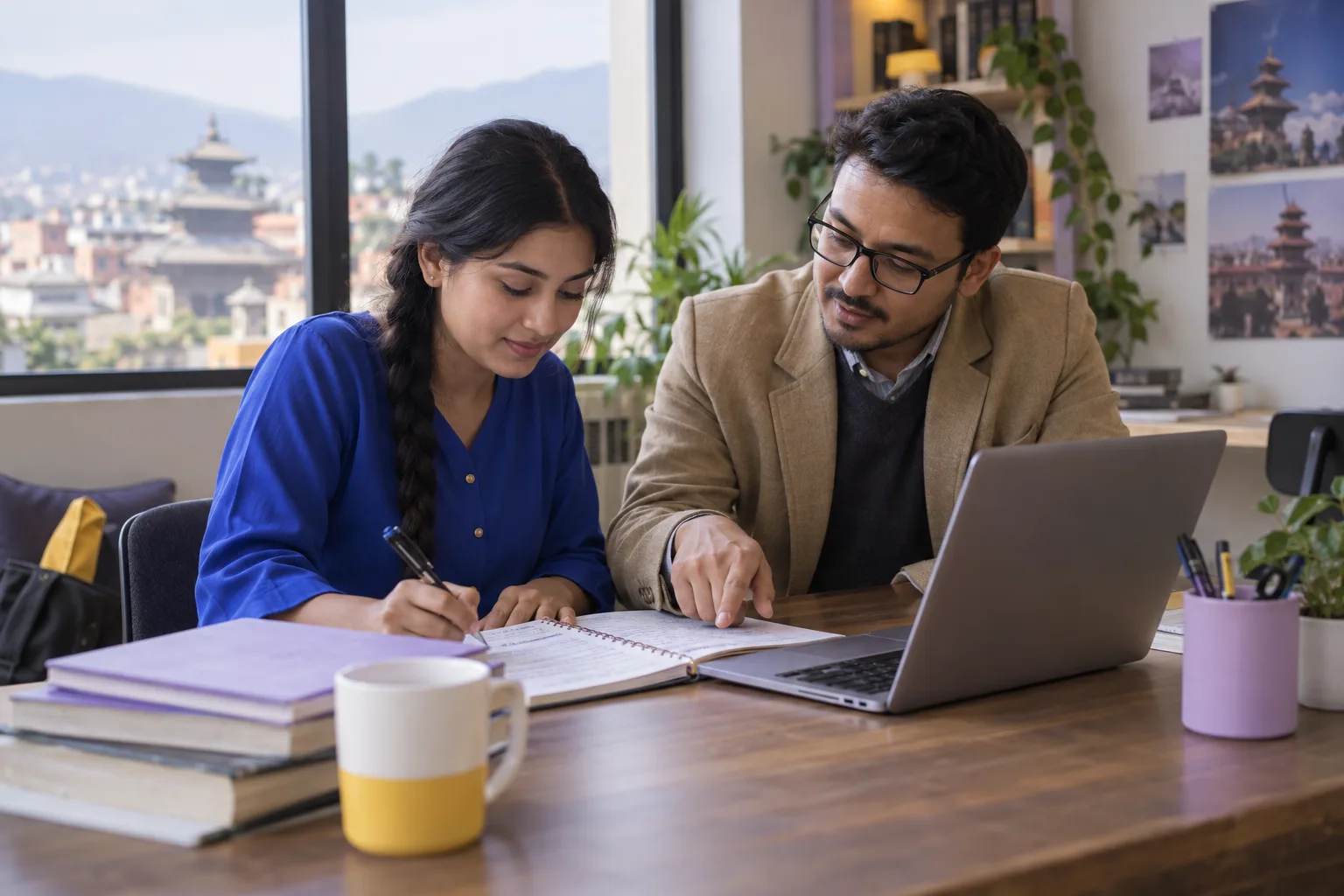 Learner and tutor checking both parts of a reasoning exercise