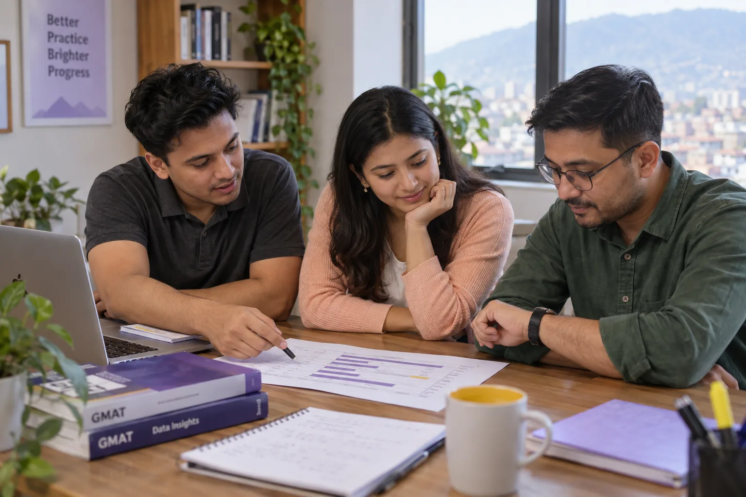 Tutor and learner identifying relevant data in a GMAT practice graph
