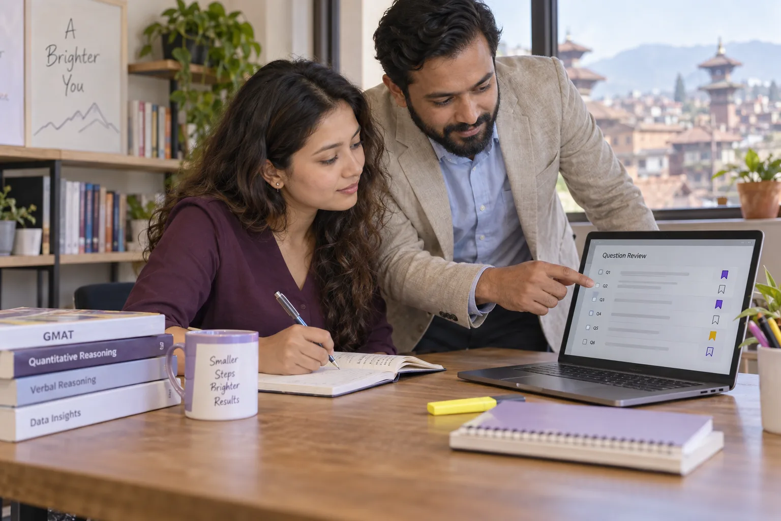 GMAT learner reviewing bookmarked questions and possible answer edits