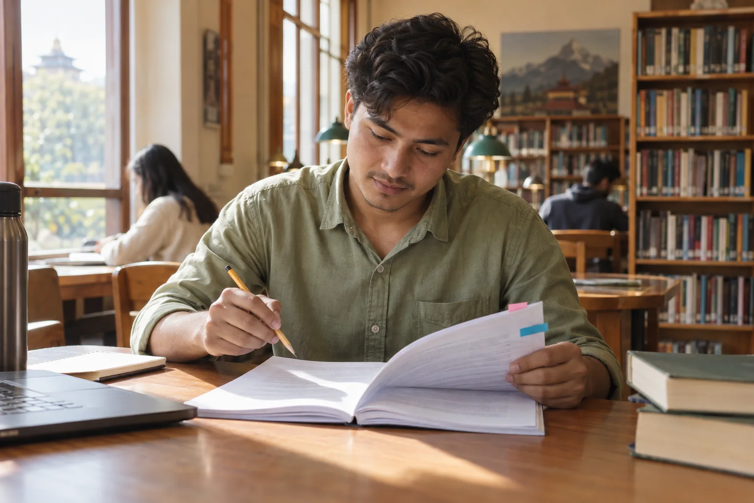 Nepali GRE student maps the central idea of a reading passage.