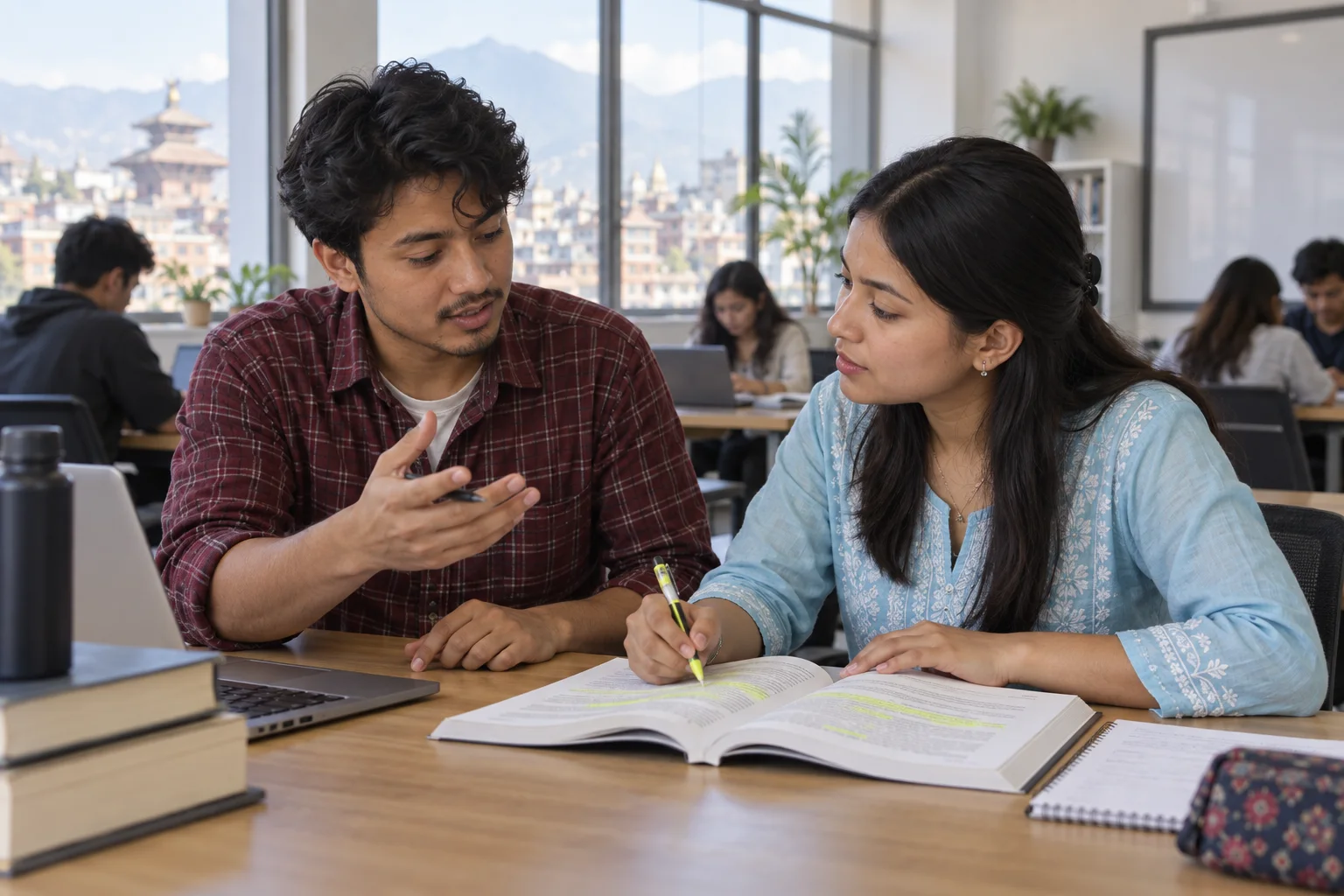 Two GRE students highlight evidence for an author perspective question.