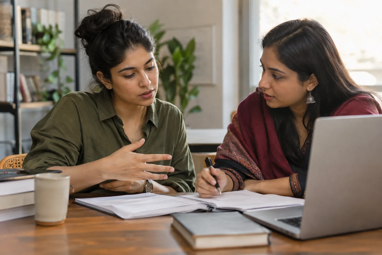 Two students discuss the logic of a GRE single-blank completion question.