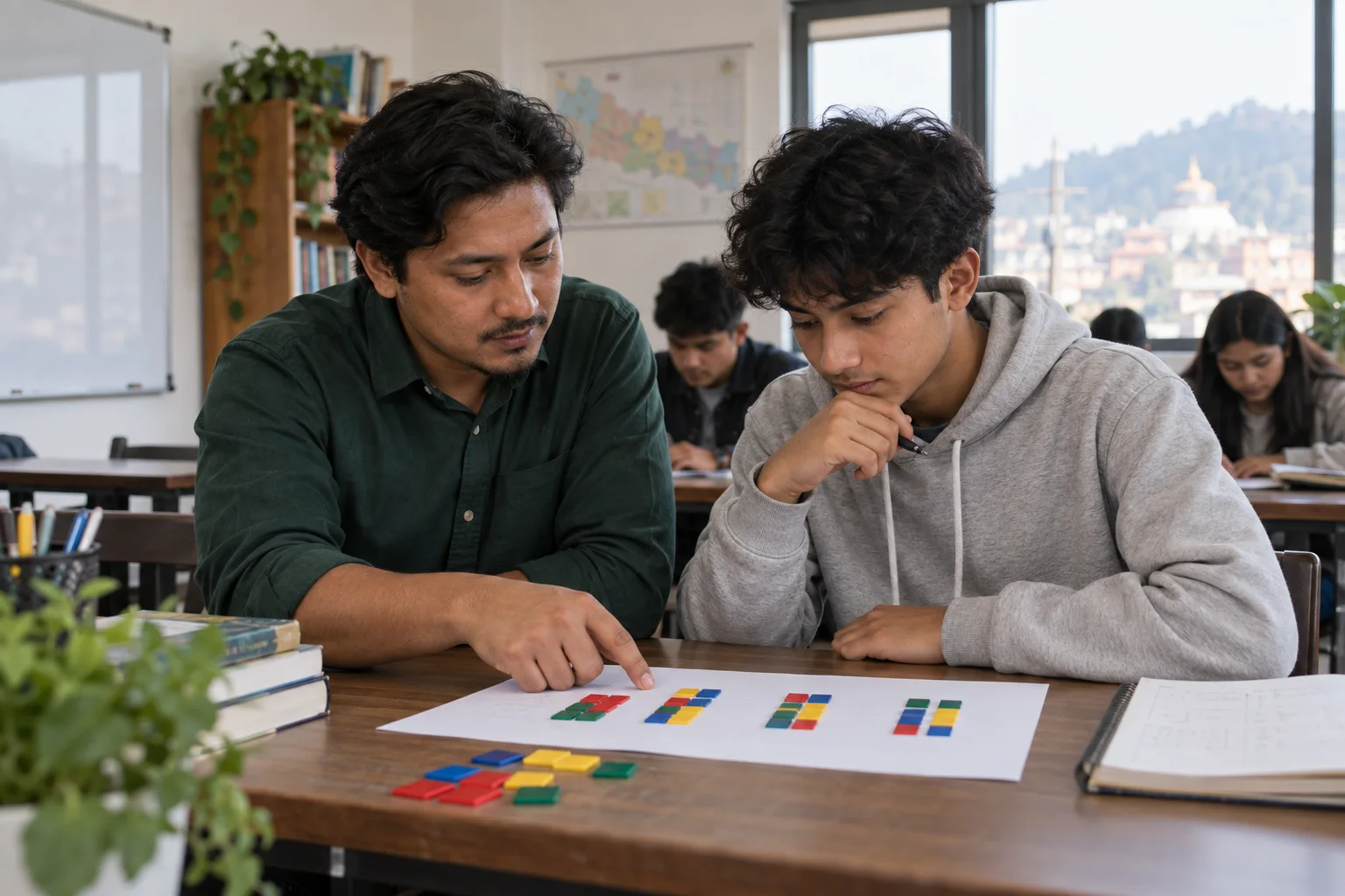 Tutor and student compare possible variable cases for GRE Quant.