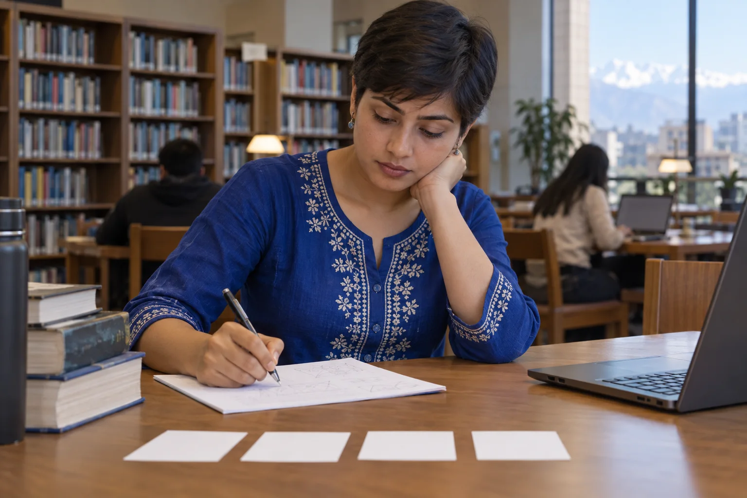 Nepali GRE student works through a single-select Quant question on scratch paper.