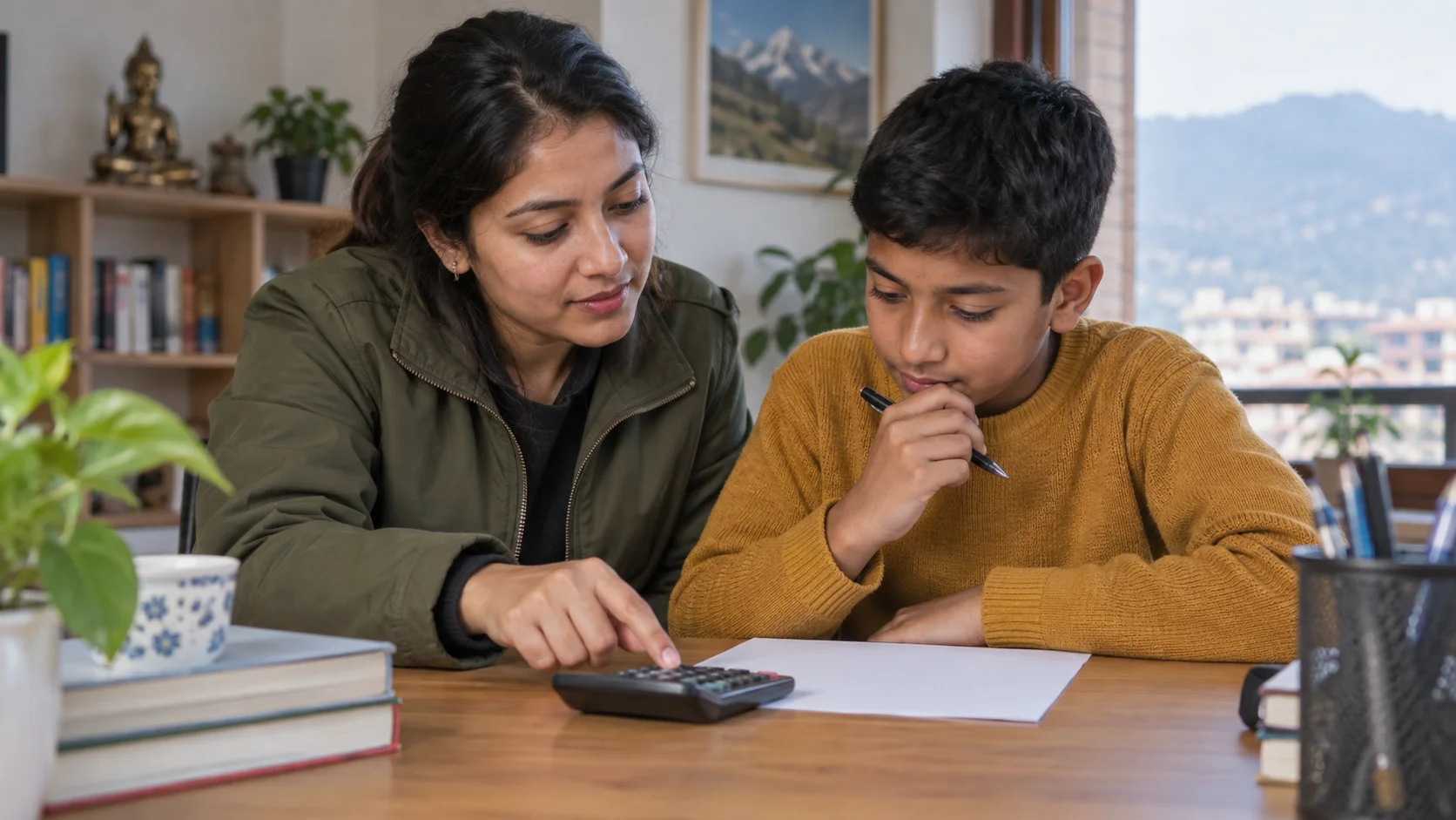 Tutor and student compare estimation with calculator use in quant practice.
