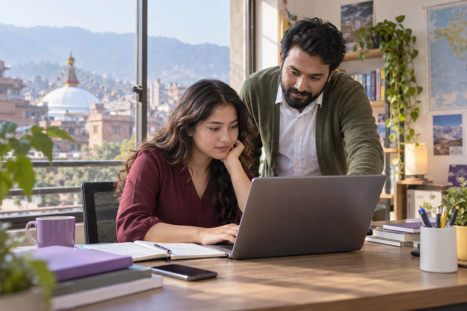 IELTS learner gets one-to-one guidance on a laptop
