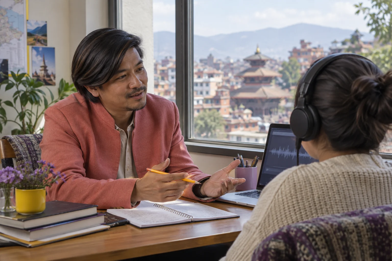 IELTS tutor discusses an academic lecture recording with a student