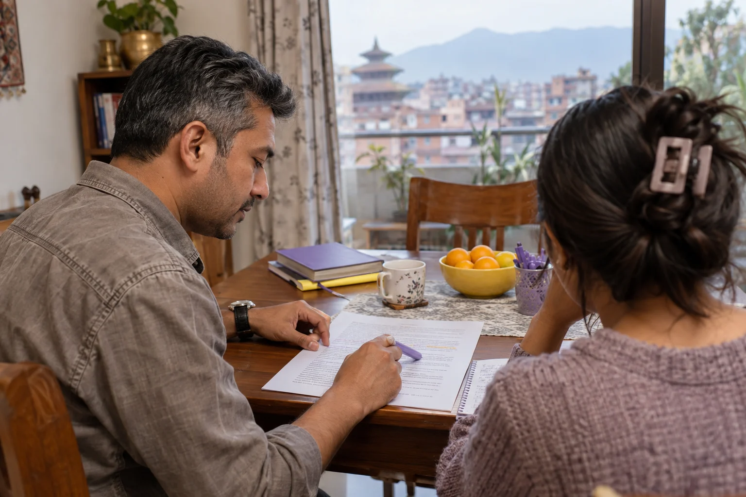 IELTS tutor helps a learner match features, names and paraphrases in a passage