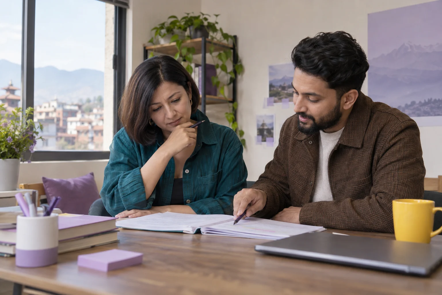 IELTS student and tutor check reading flow chart completion answers