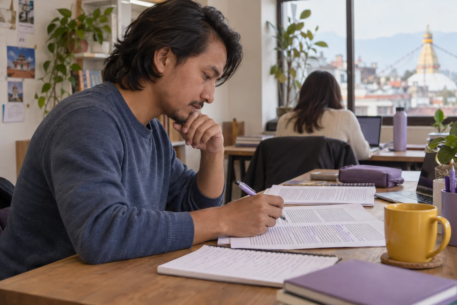 IELTS learner matches sentence endings by meaning in a reading passage