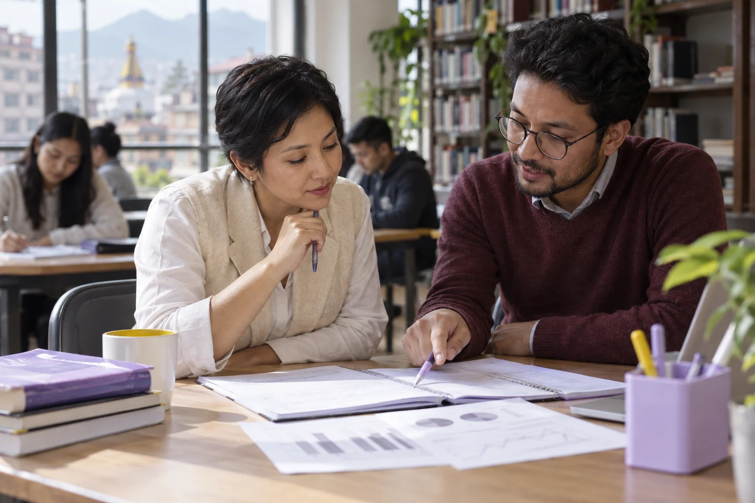 IELTS tutor discusses mixed chart features with a learner
