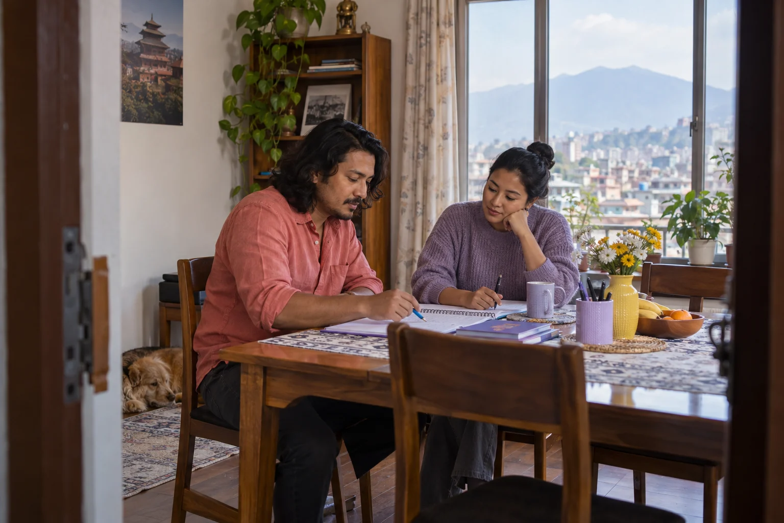 IELTS General Training learner practises letter writing at home