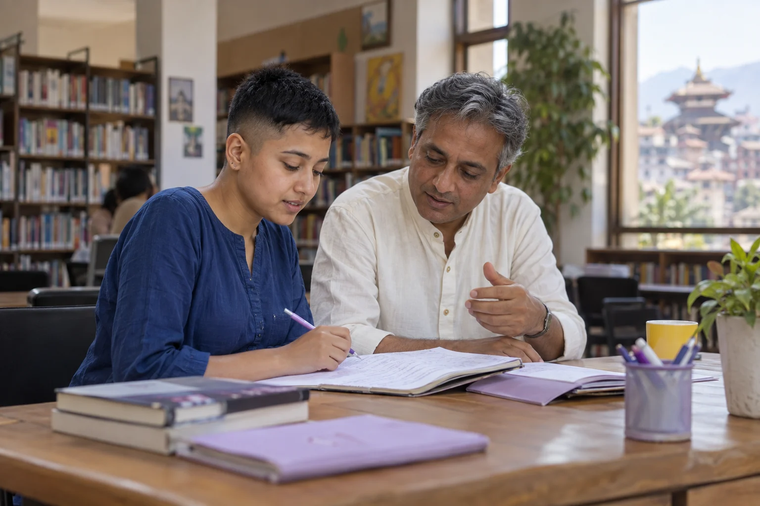 IELTS tutor reviews General Training letter practice with a student