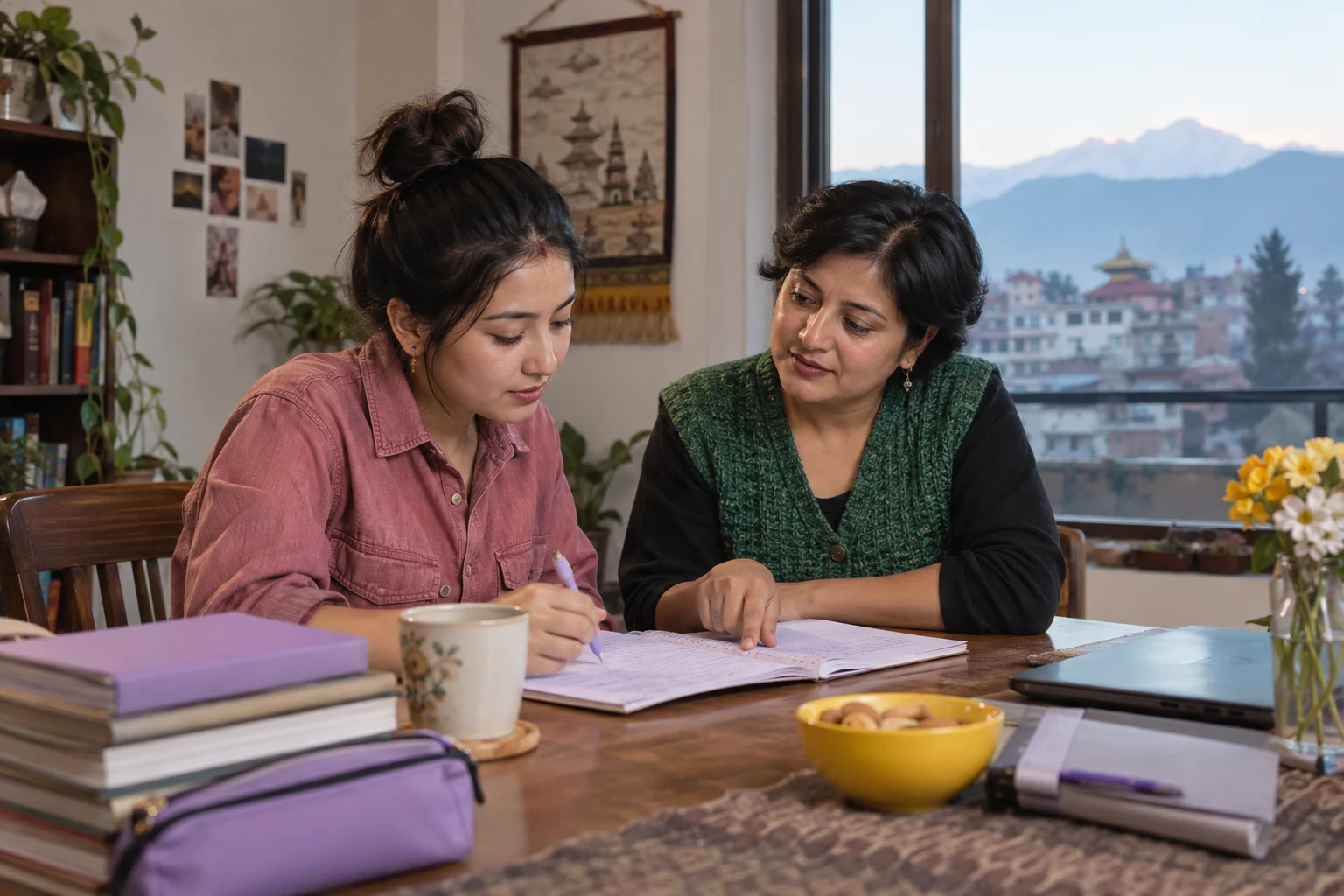 IELTS tutor helps a student develop examples for a Task 2 topic