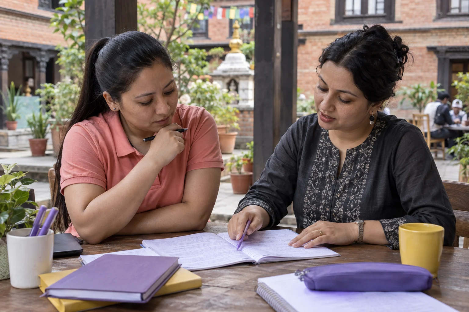 IELTS tutor points out Writing Task 2 corrections to a student