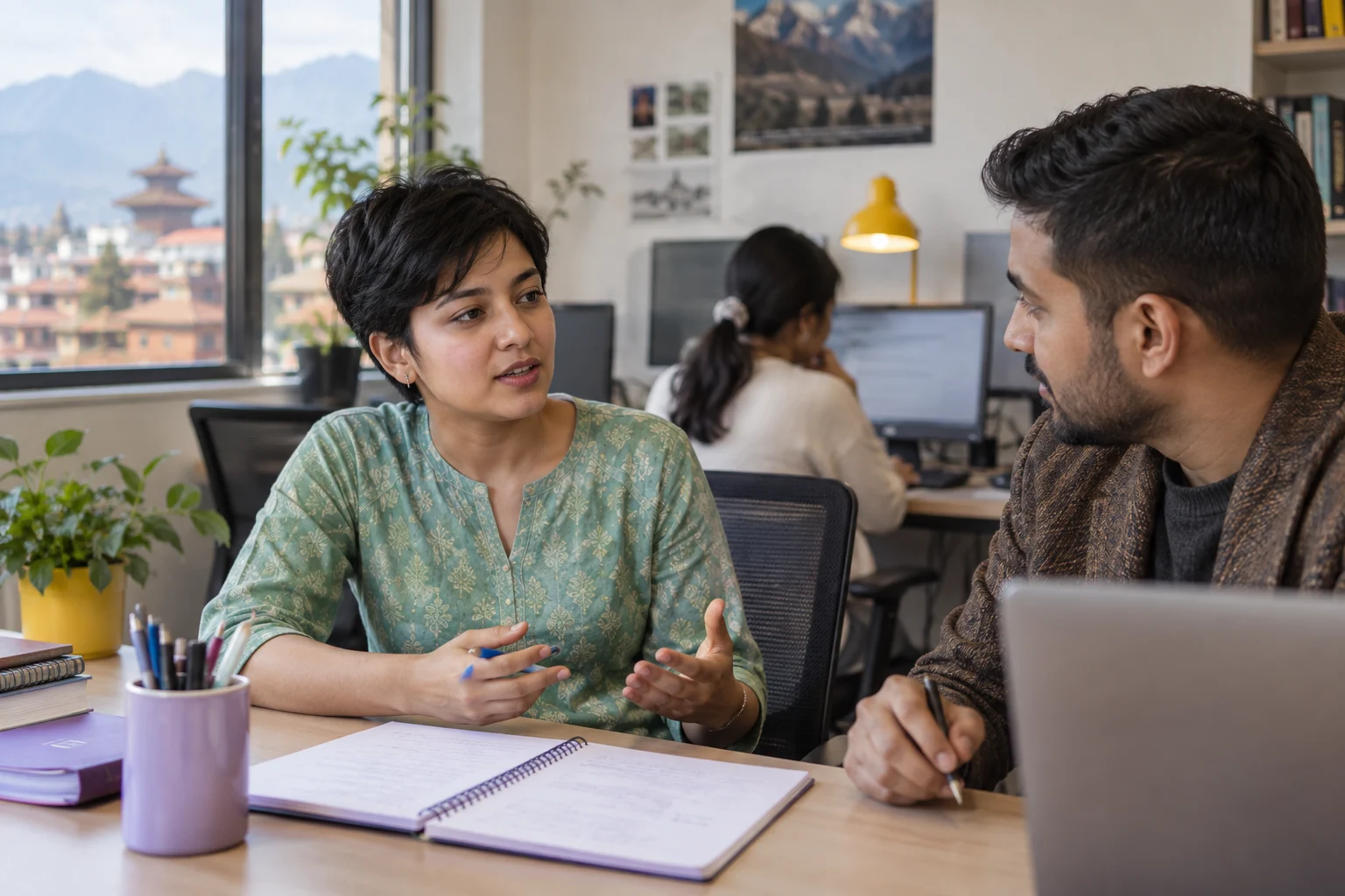 IELTS tutor listens to a learner practising Speaking Part 1
