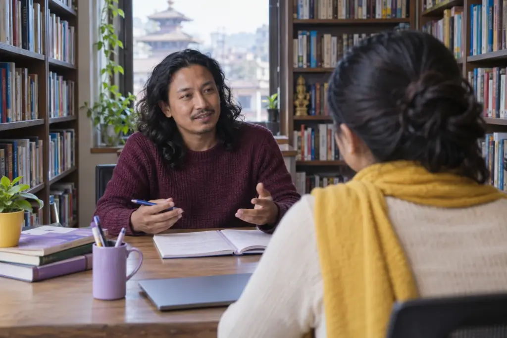IELTS learner practises natural speaking fluency with a tutor