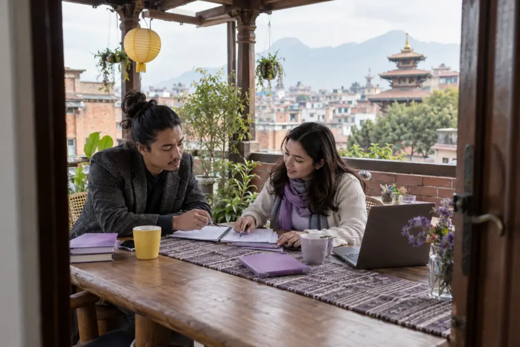 IELTS learner practises pronunciation and speaking rhythm with a tutor