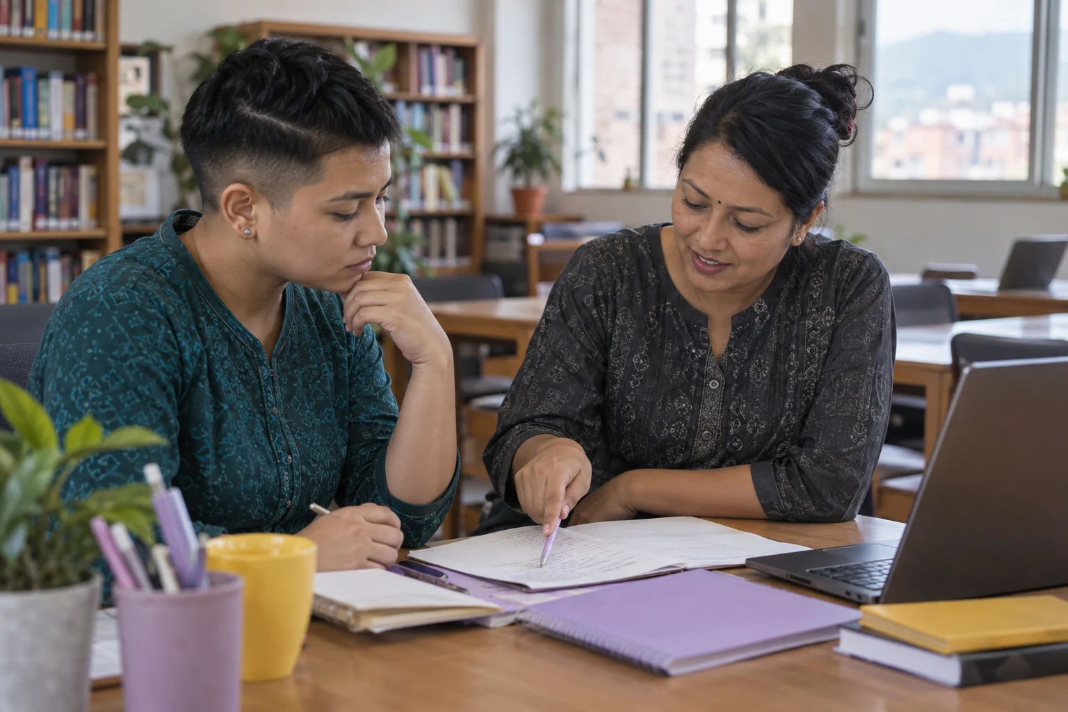 IELTS General Training letter planning study session with a learner and notes