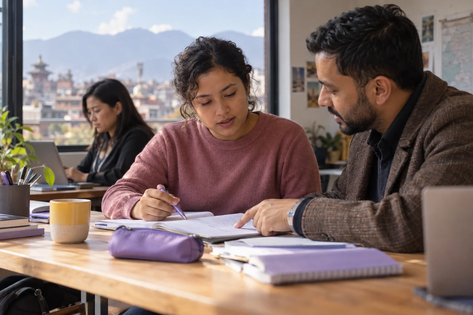 IELTS General Training letter bullet points study session with a learner and notes