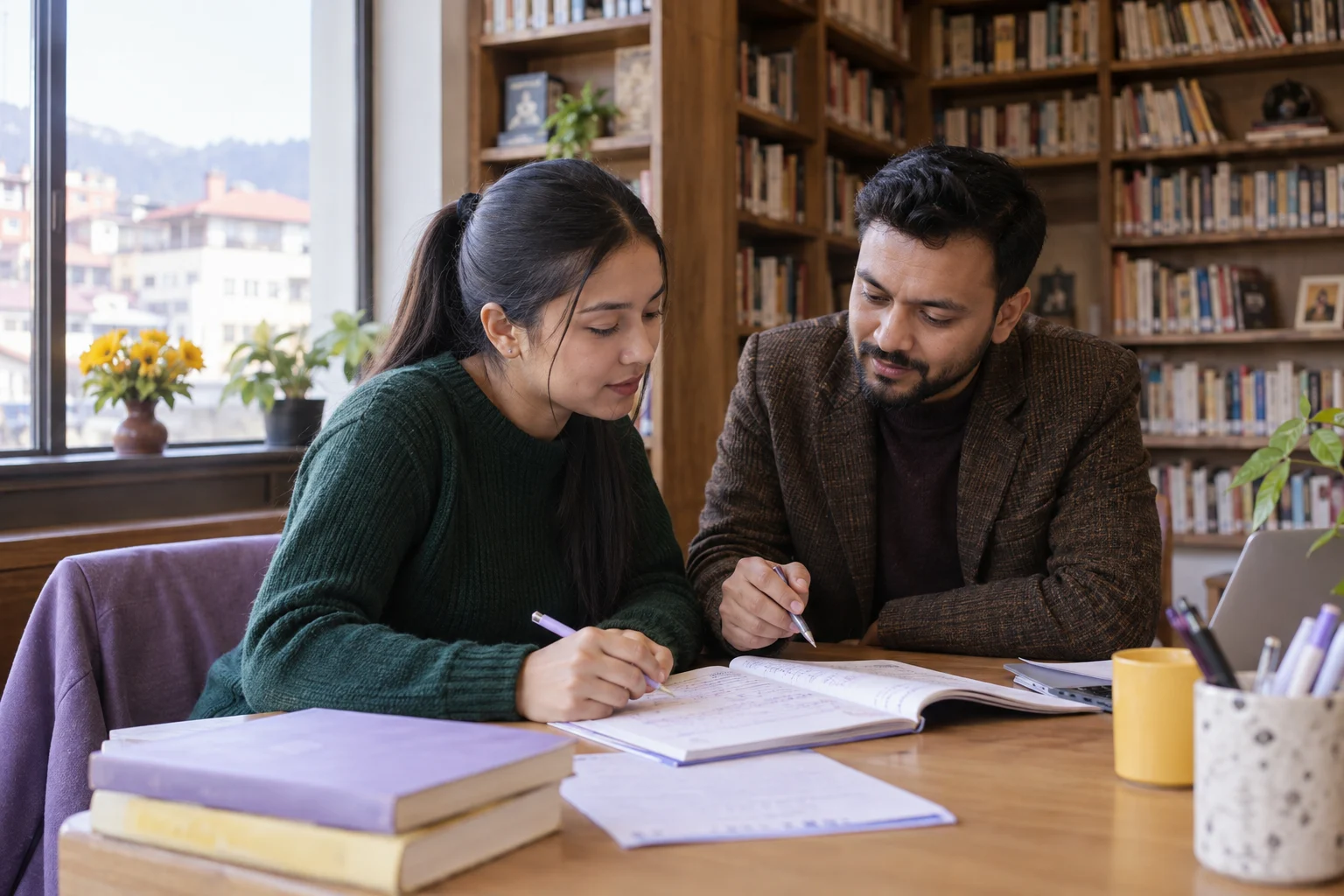 IELTS General Training Australia pathway study session with a learner and notes