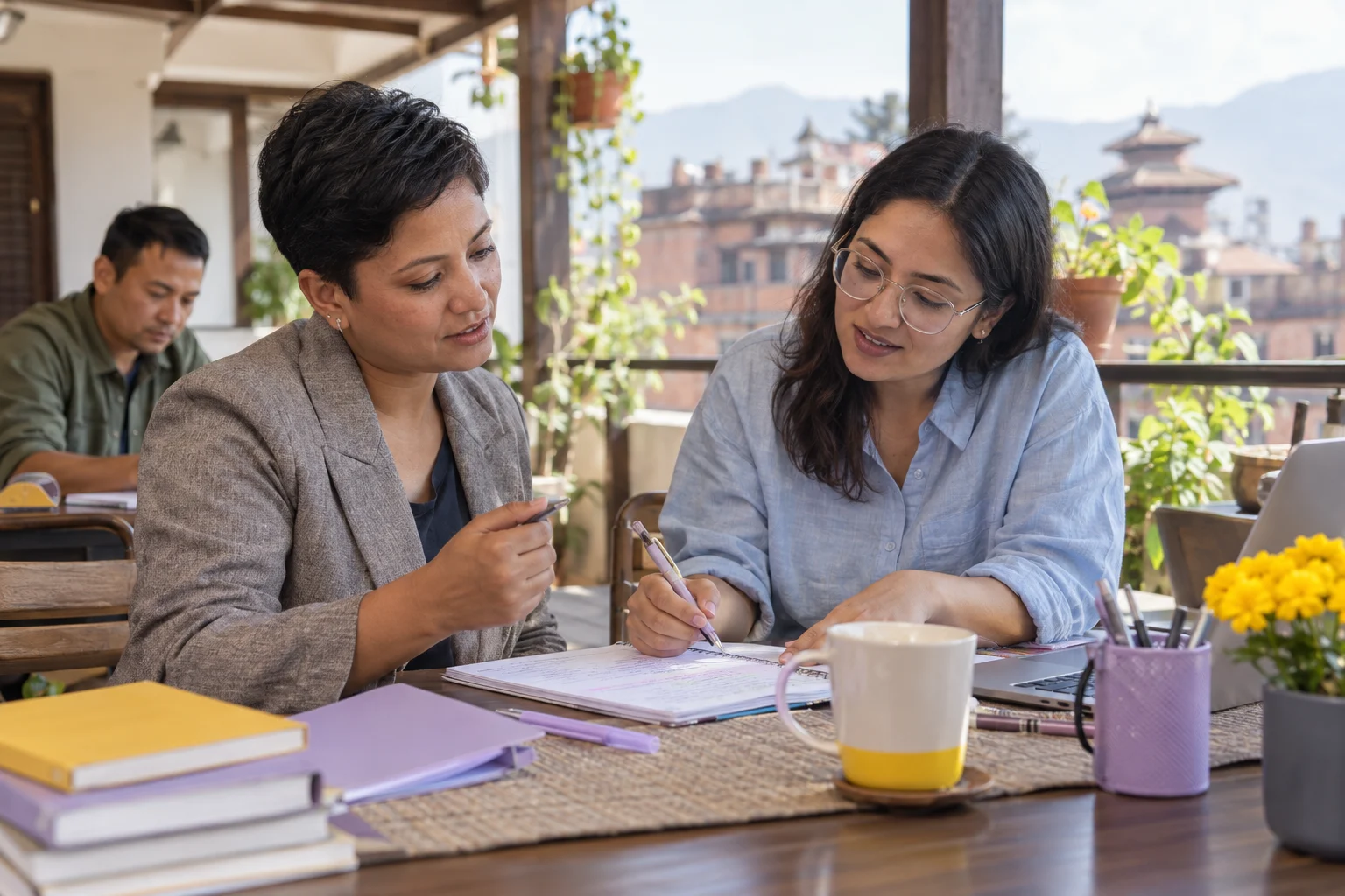 IELTS General Training New Zealand checklist study session with a learner and notes
