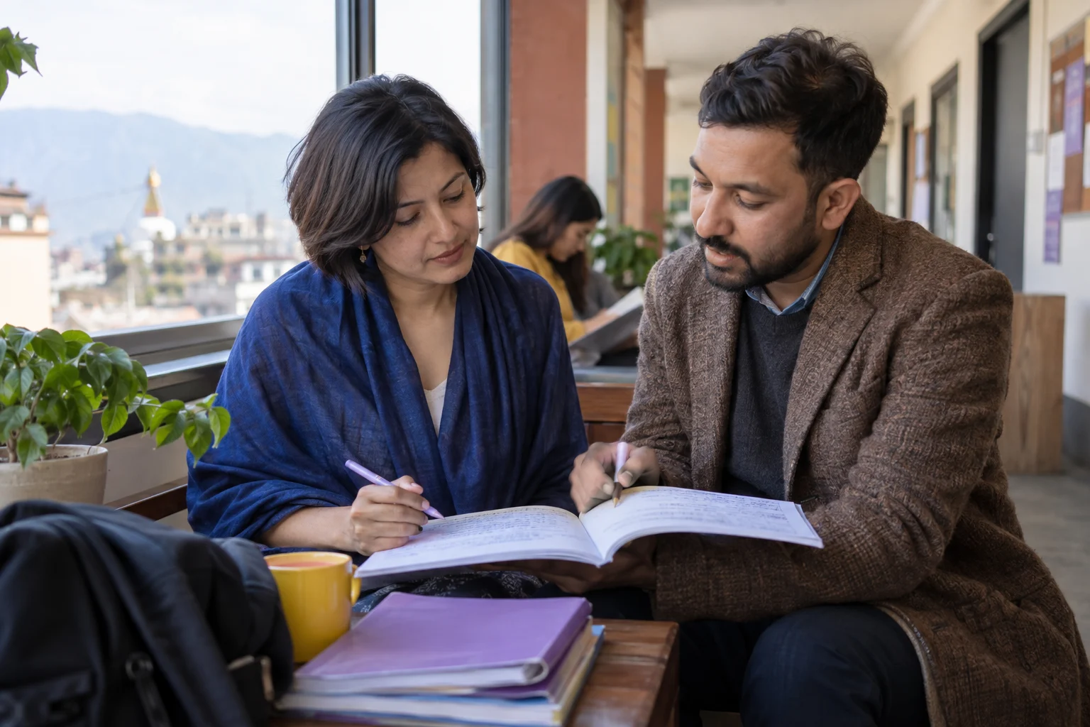 IELTS for UKVI Academic results and reference — a learner and mentor reviewing practice notes
