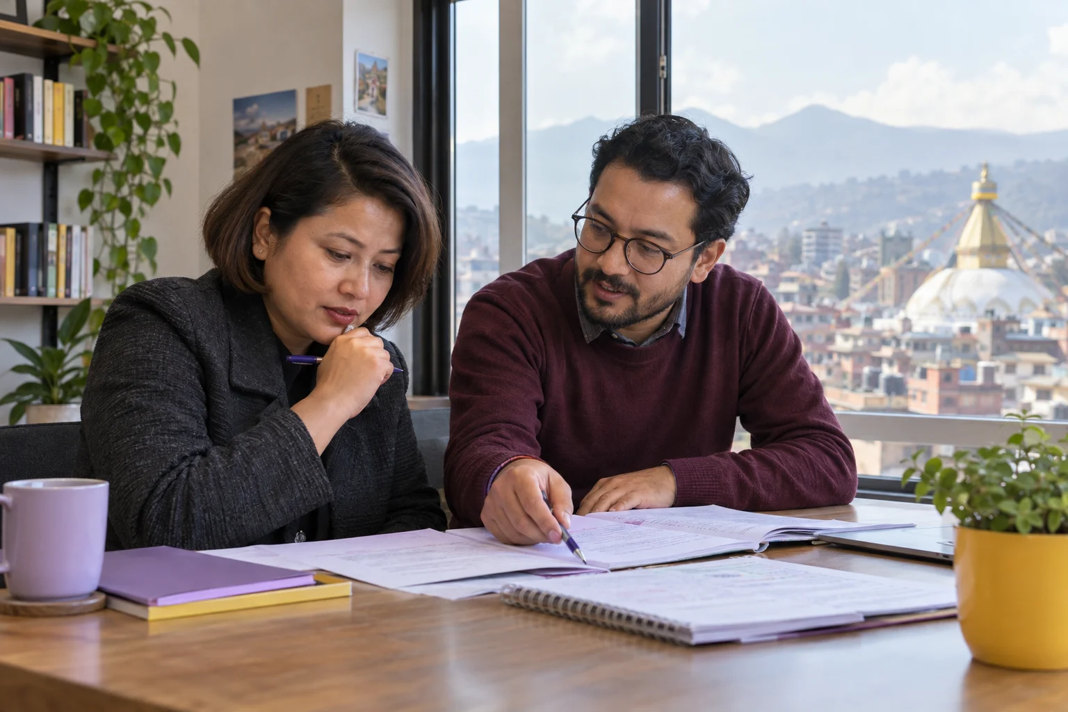 Eight-week IELTS for UKVI Academic study plan — a learner and mentor reviewing practice notes