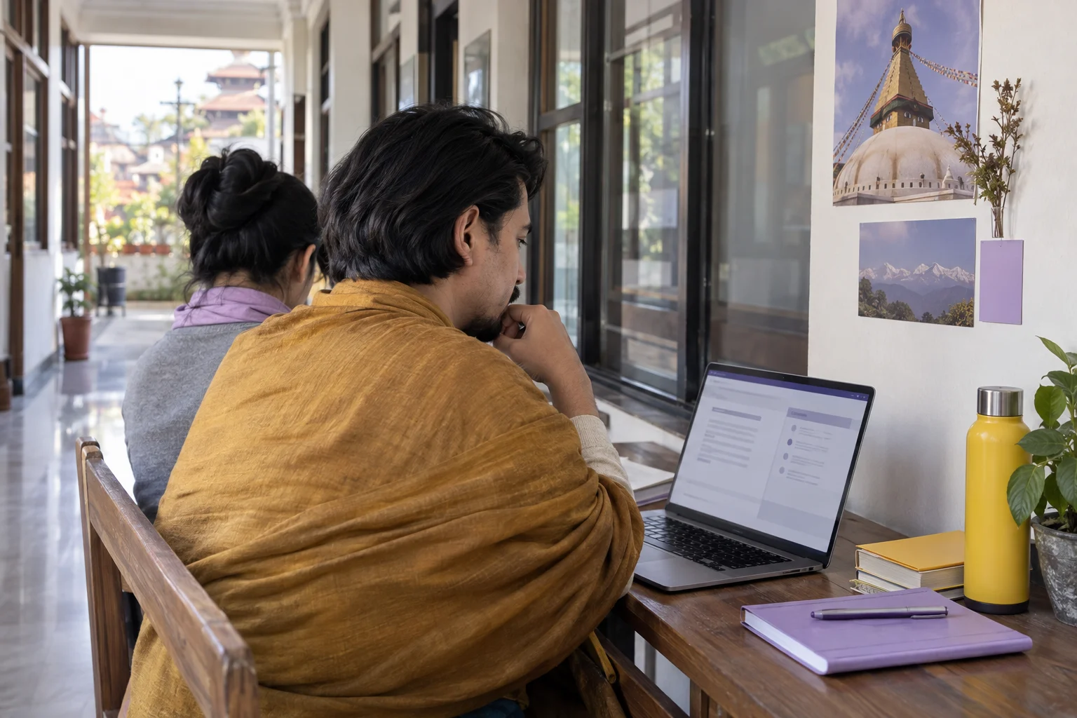 IELTS UKVI General Training computer test — learner at a computer practice desk