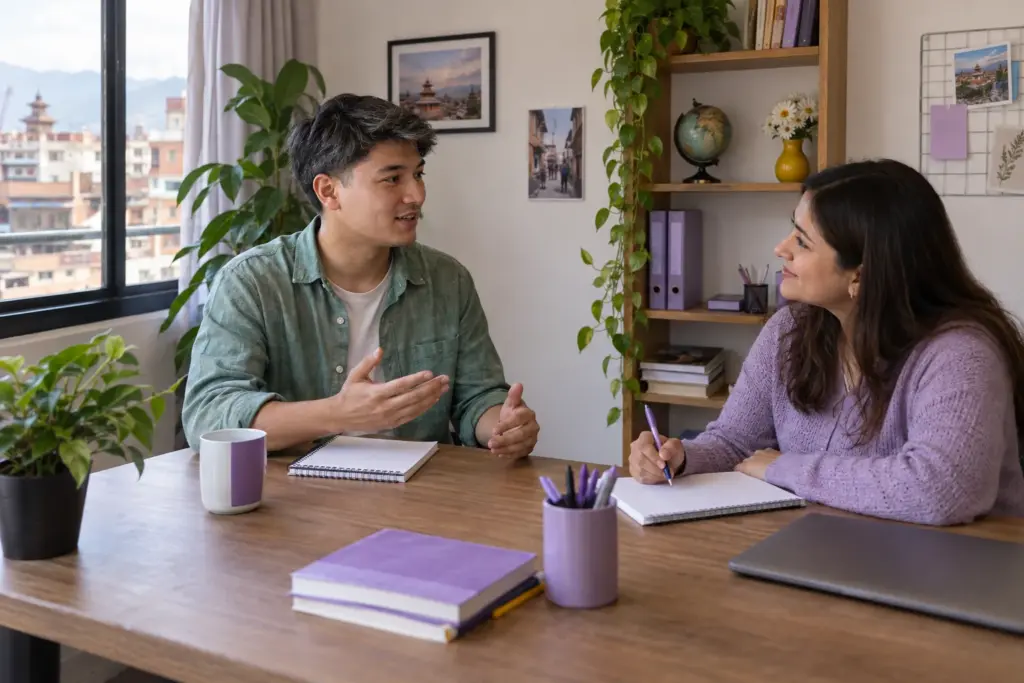 IELTS Life Skills A1 health and appointments practice — tutor and learner practising an everyday conversation