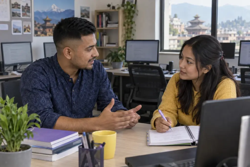 IELTS Life Skills A1 four-week practice plan — tutor and learner practising an everyday conversation