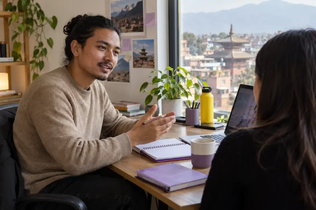 IELTS Life Skills A1 home mock-test review — tutor and learner practising an everyday conversation