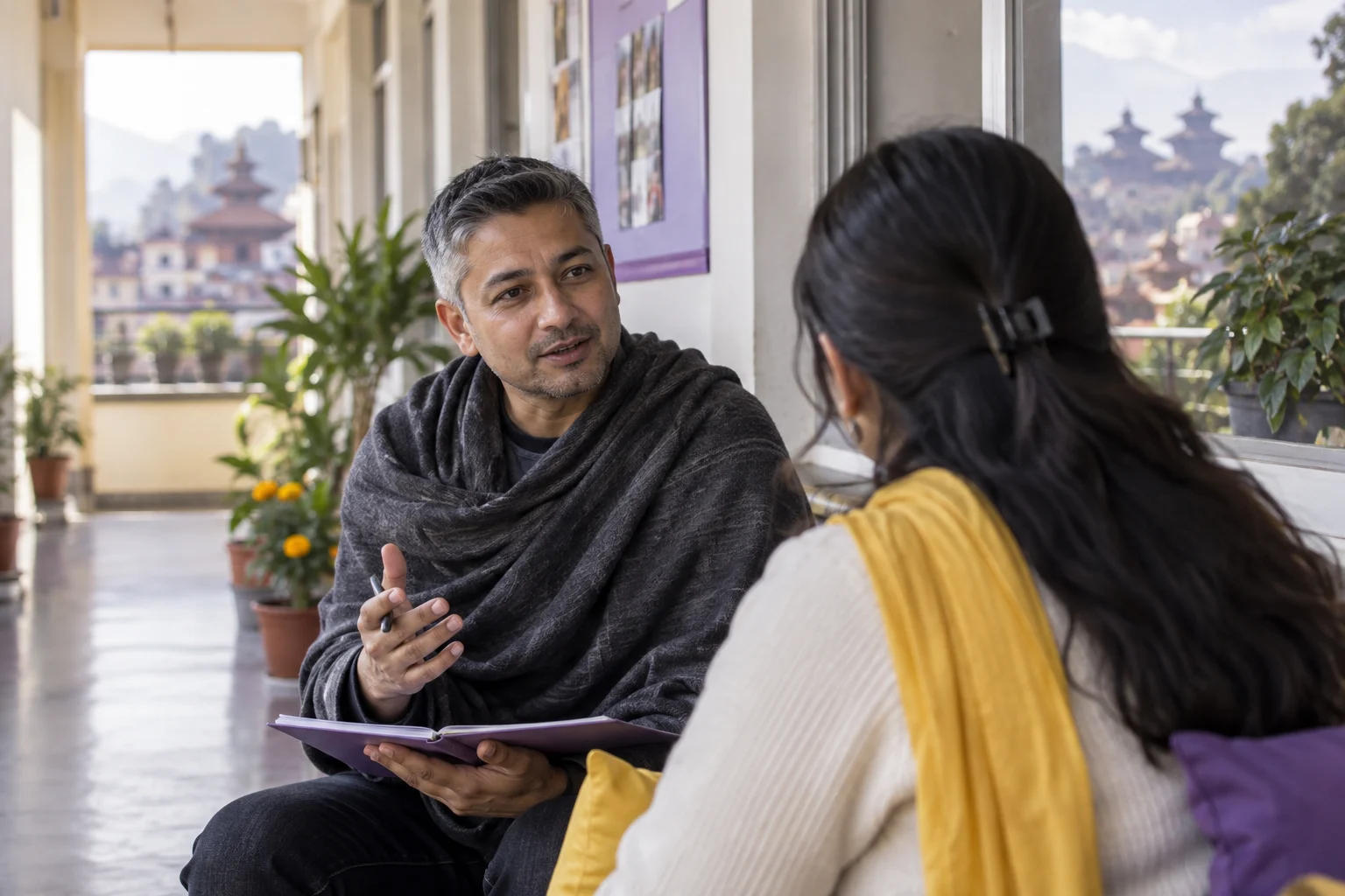 IELTS Life Skills B1 settlement and citizenship route — tutor and learner practising an everyday conversation