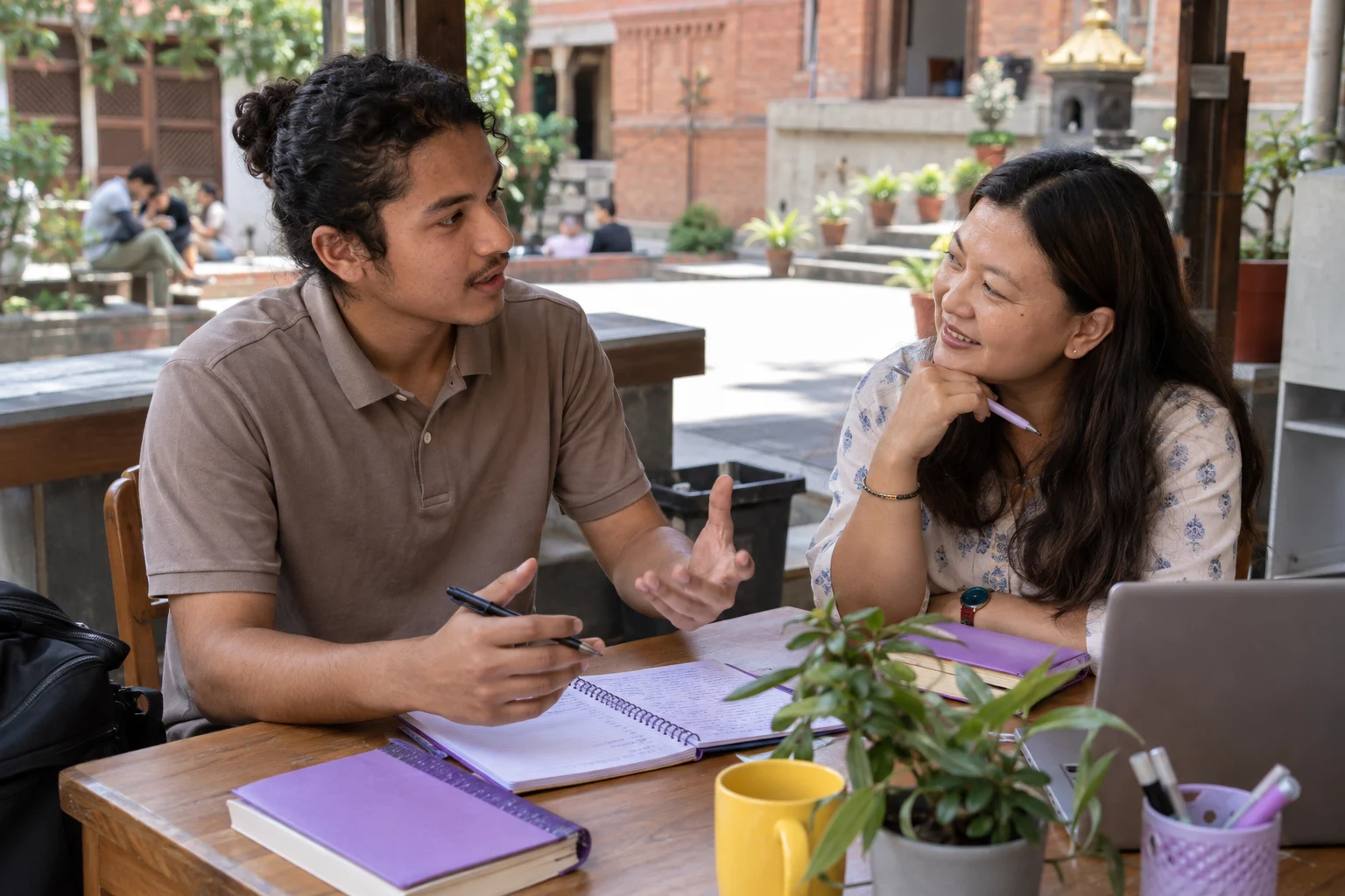 IELTS Life Skills B1 partner discussion — tutor and learner practising an everyday conversation