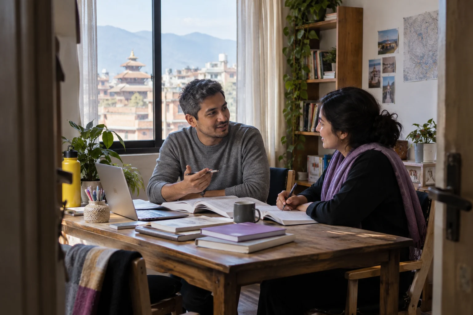 IELTS Life Skills B1 health and community topics — tutor and learner practising an everyday conversation