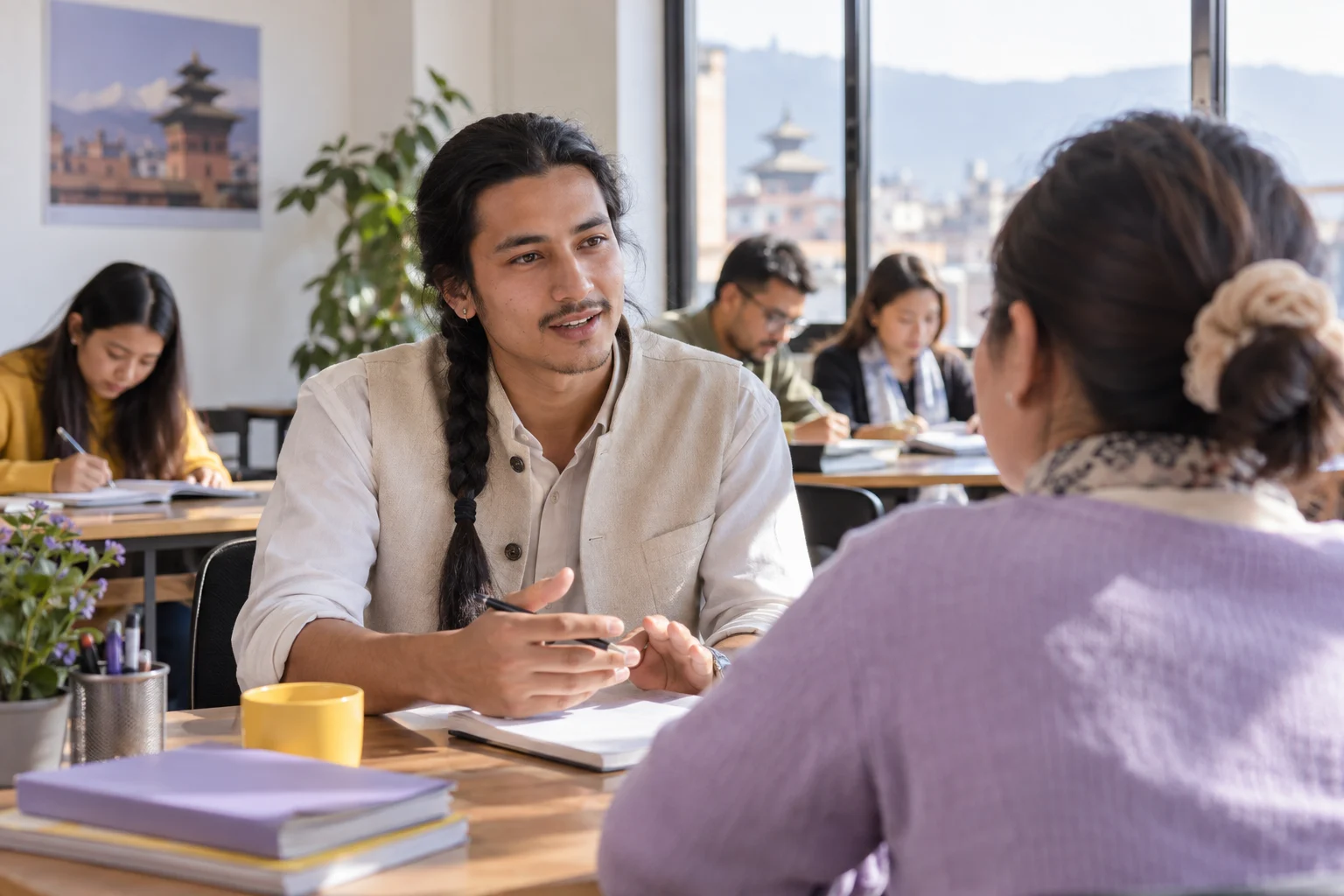 IELTS Life Skills B1 housing and transport topics — tutor and learner practising an everyday conversation