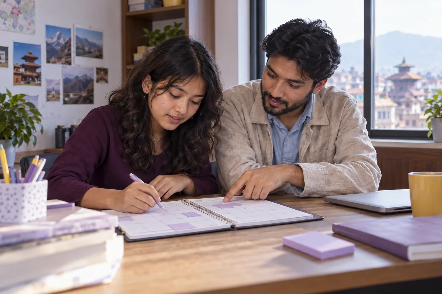 Nepali teenage girl building a 30-day SAT study plan with a tutor