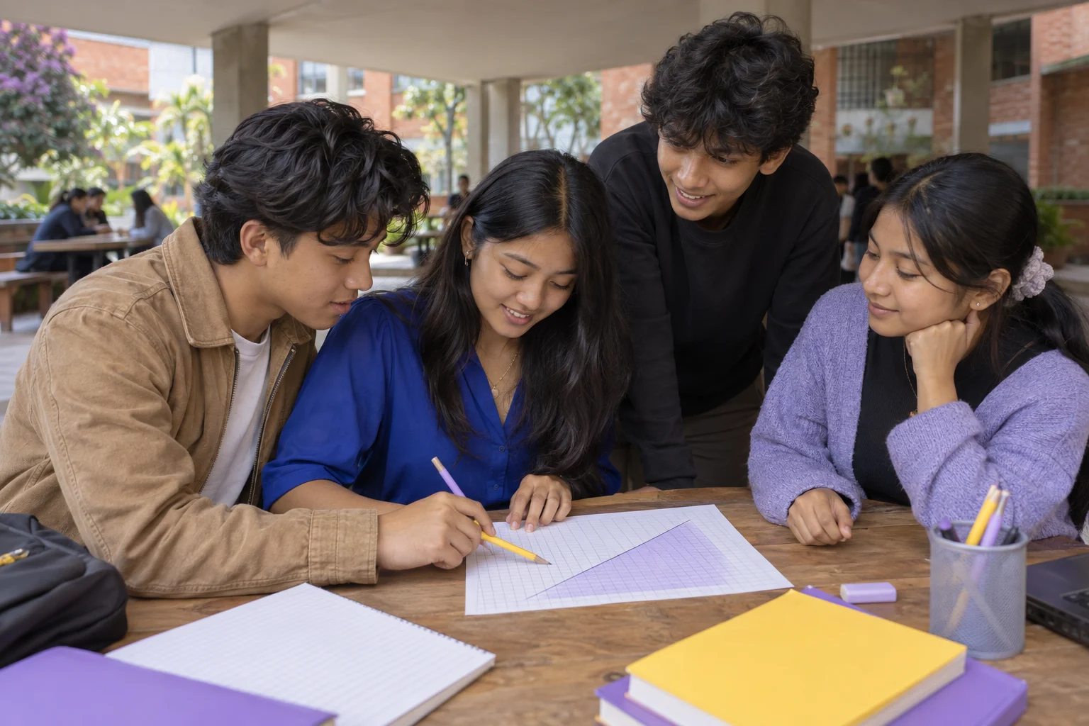 Nepali teenage students marking an inequality region on graph paper