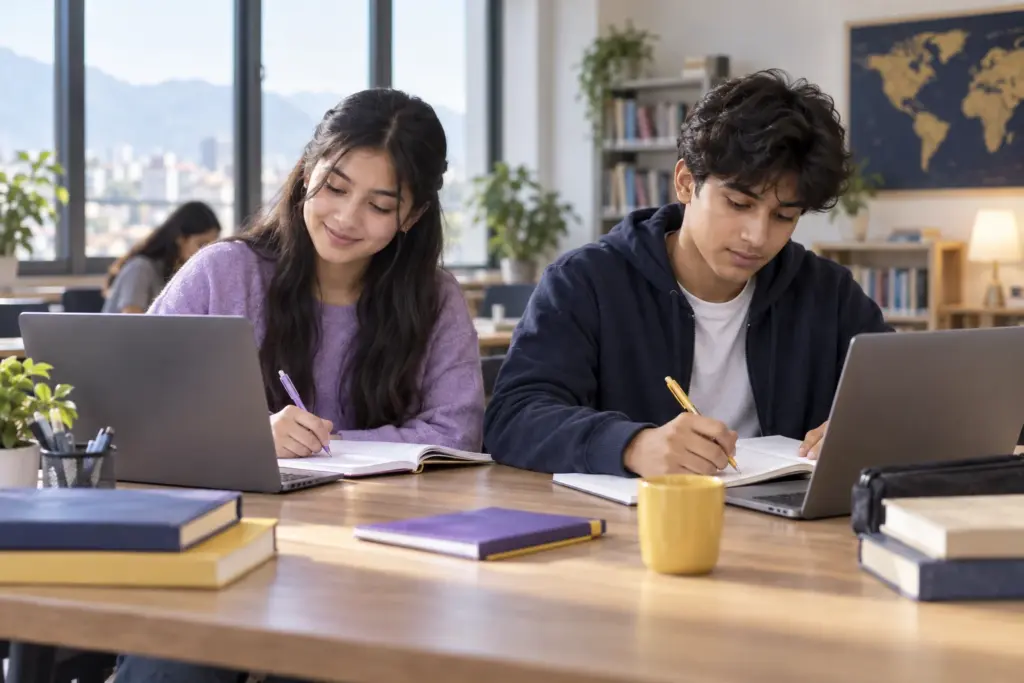 SAT student checks Module 1 accuracy in a practice notebook