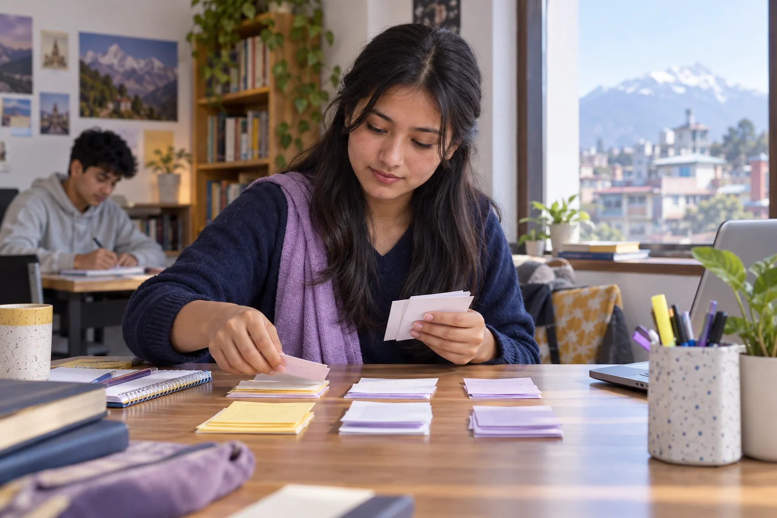 Teen learner uses SAT question bank practice notes