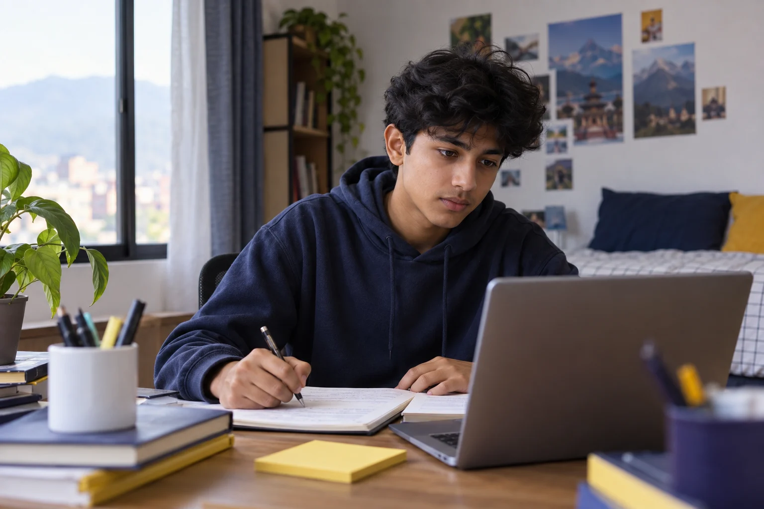 Teen learners take notes during a Khan Academy SAT study session