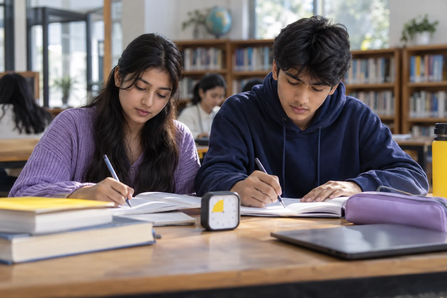 SAT student follows a daily practice plan beside a timer