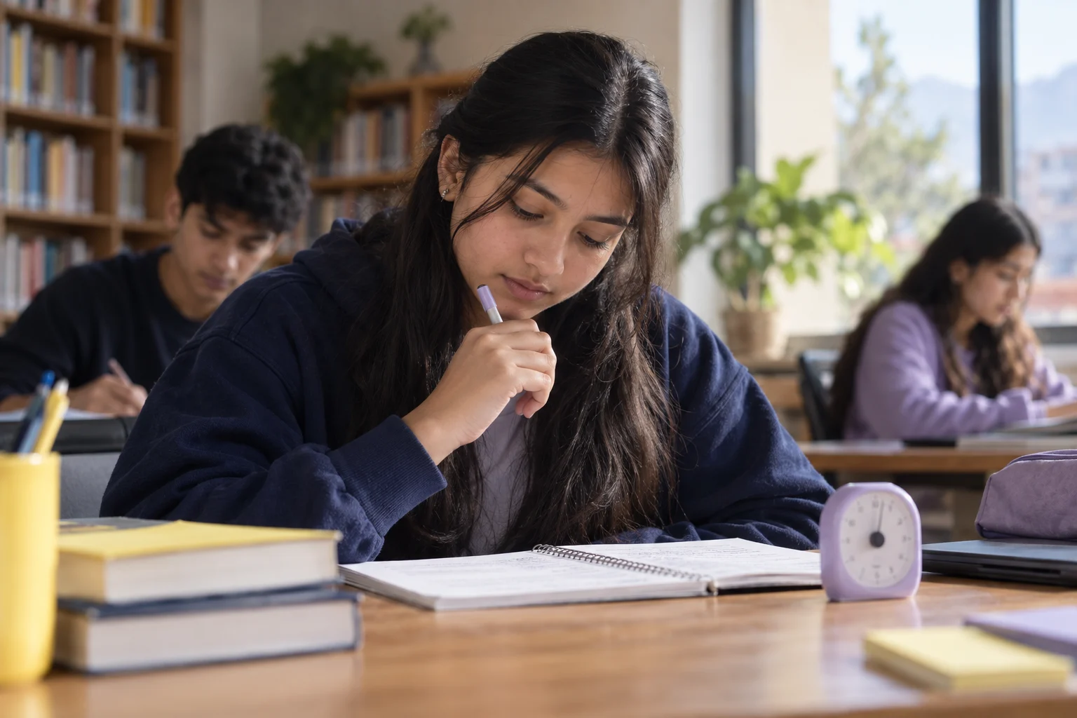 Teen learner checks a short SAT study routine in a notebook