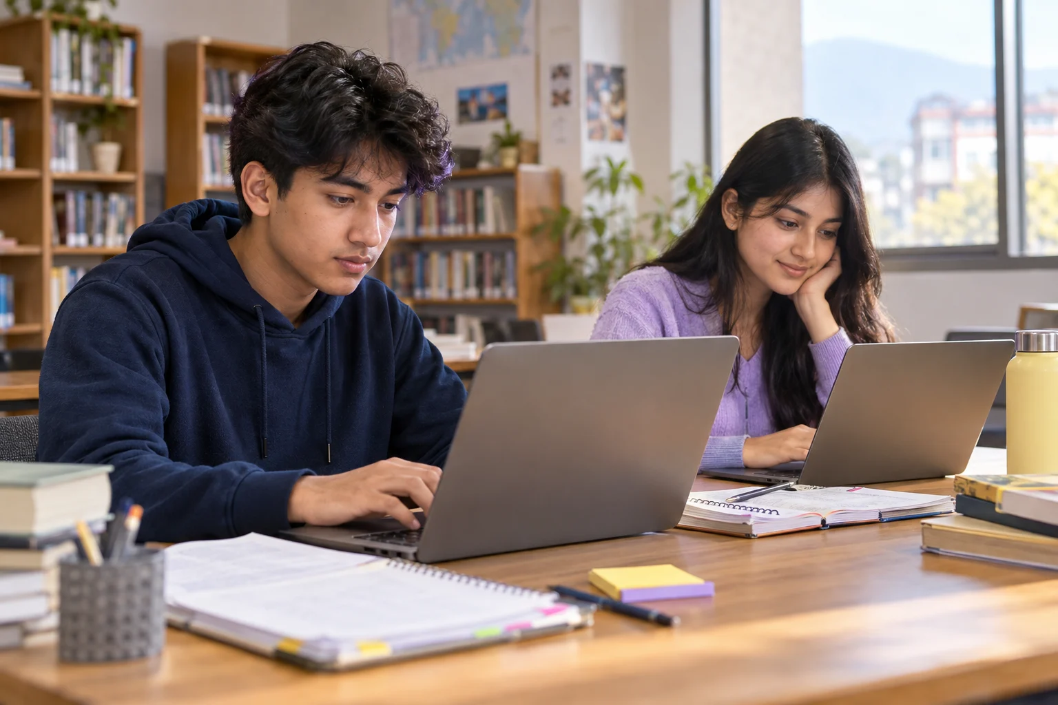 SAT students explore digital test tools on a laptop