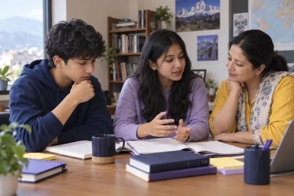 SAT student discusses a retake decision with a parent