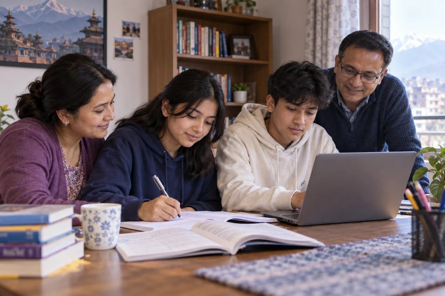 Parent supports teenage SAT student during preparation
