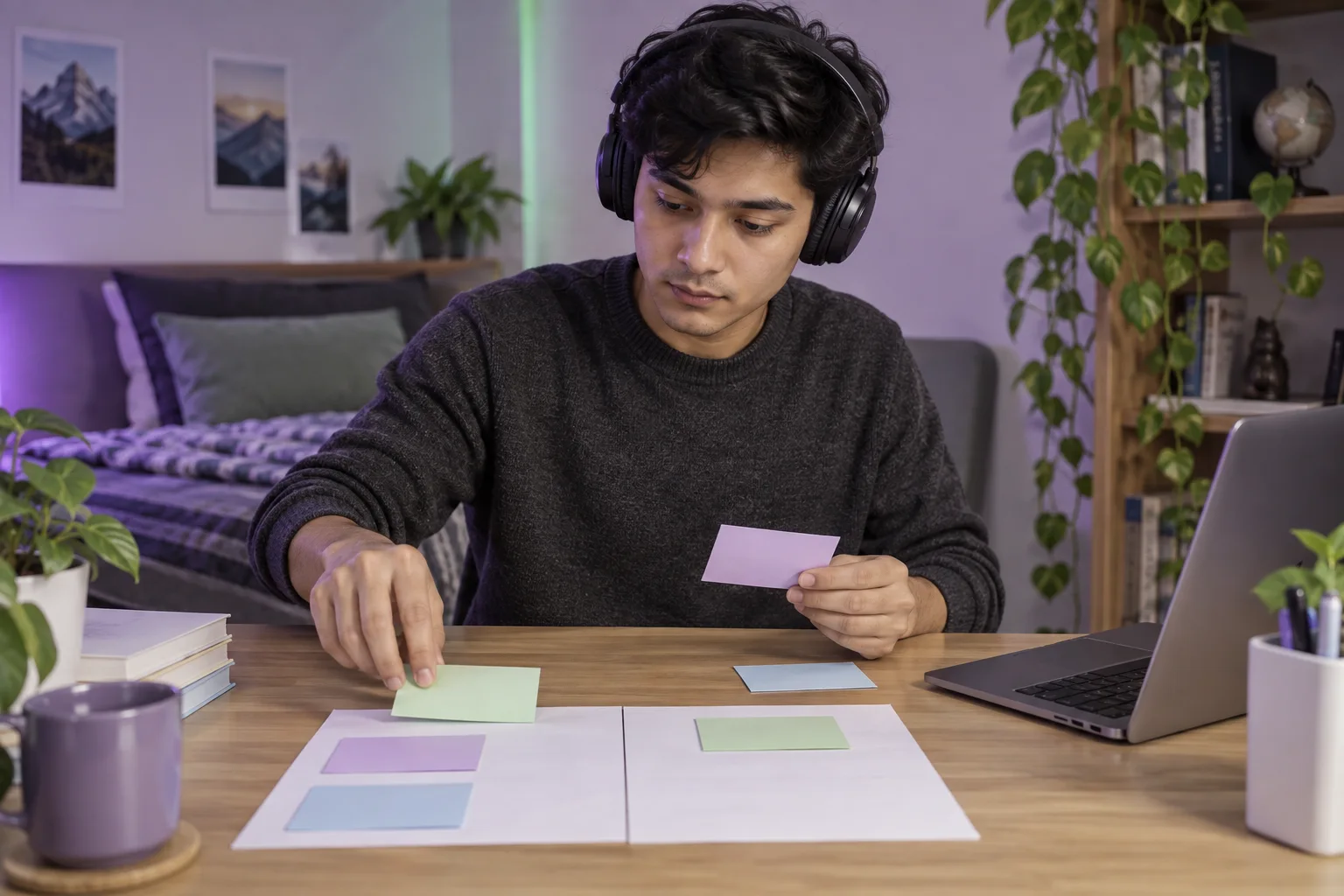 Nepali learner organising speaker notes into agreement and contrast columns