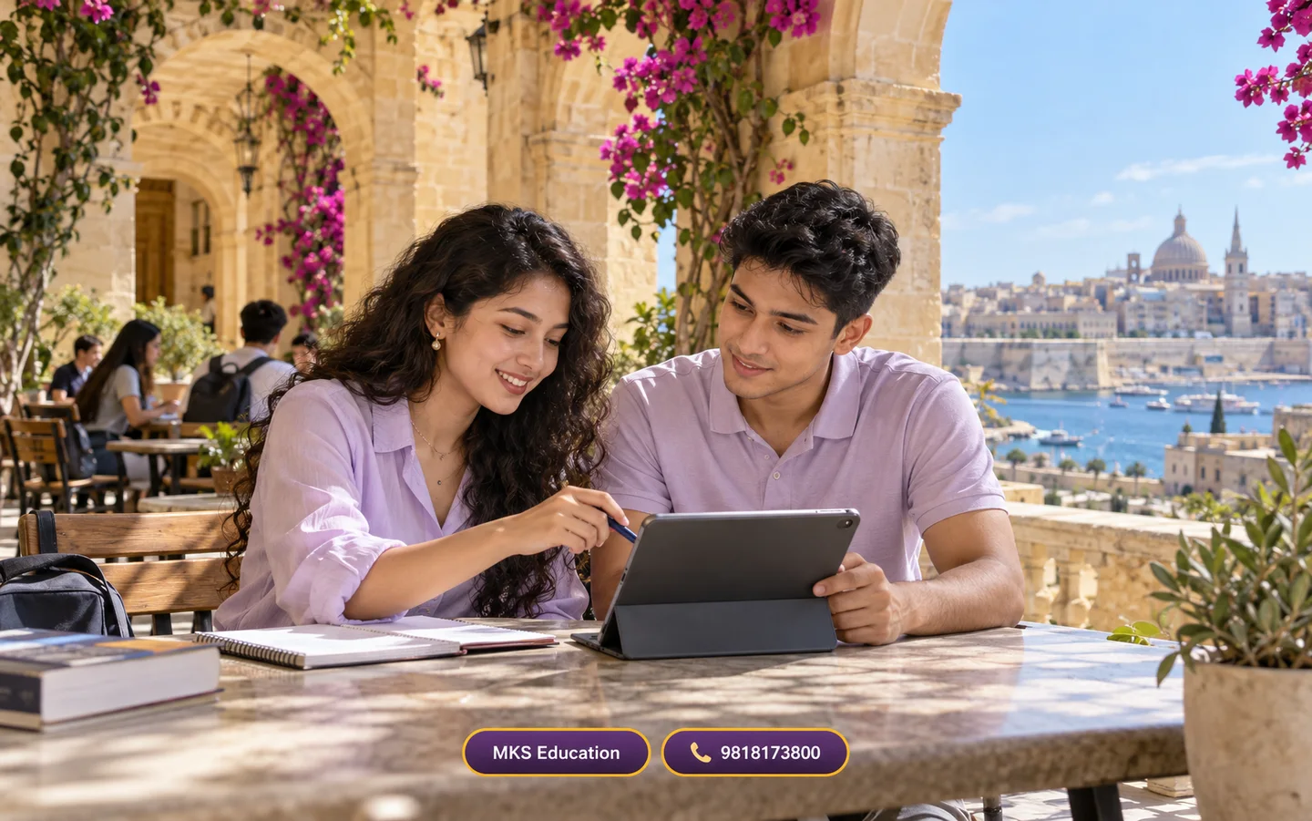 Nepali students planning to study in Malta — illustrative MKS Education campus scene
